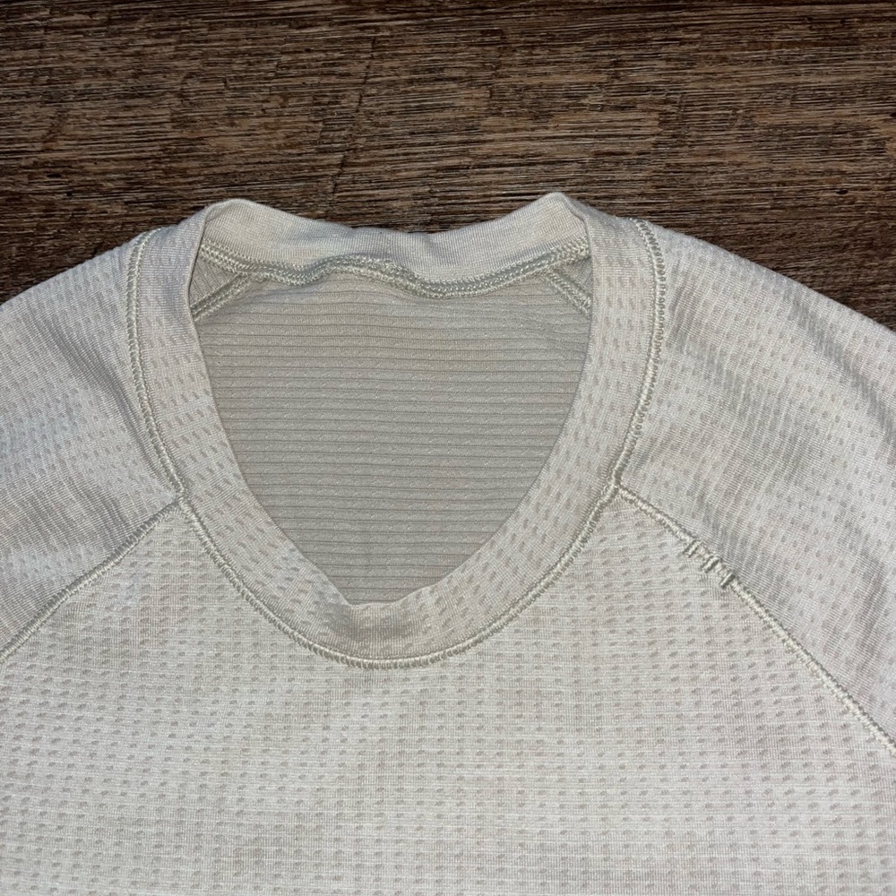 Light Gray Lululemon V-Neck Waffle Knit Top